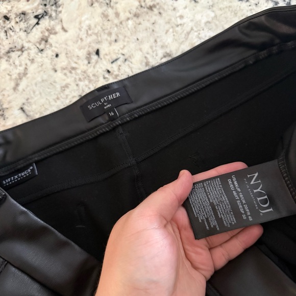 NYDJ Black Faux Leather Marilyn Straight Leg Pants Sculp-Her 
Jeans 16 - Picture 12 of 16